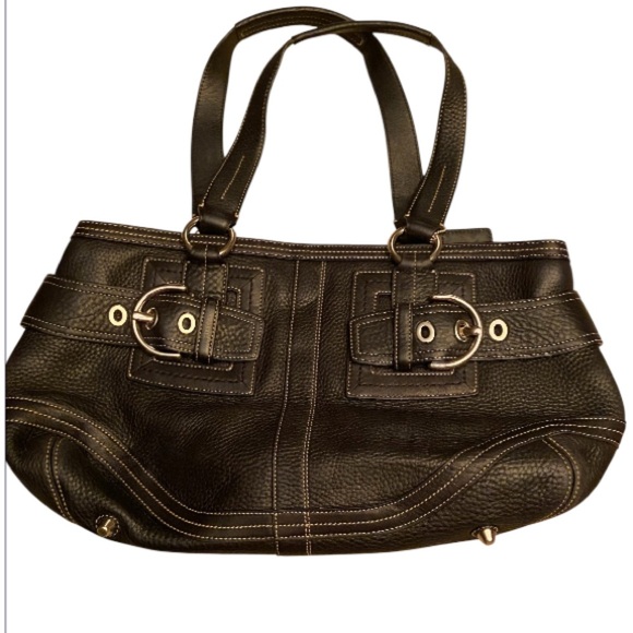 COACH Hampton Black Pebble Leather Satchel Tote H0693-02764 - Picture 1 of 11